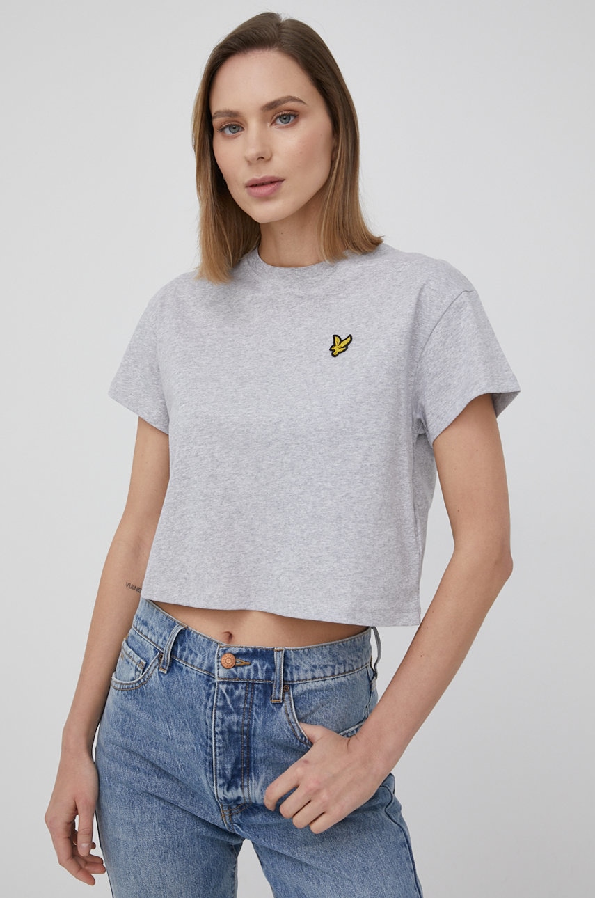 Lyle & Scott tricou din bumbac culoarea gri