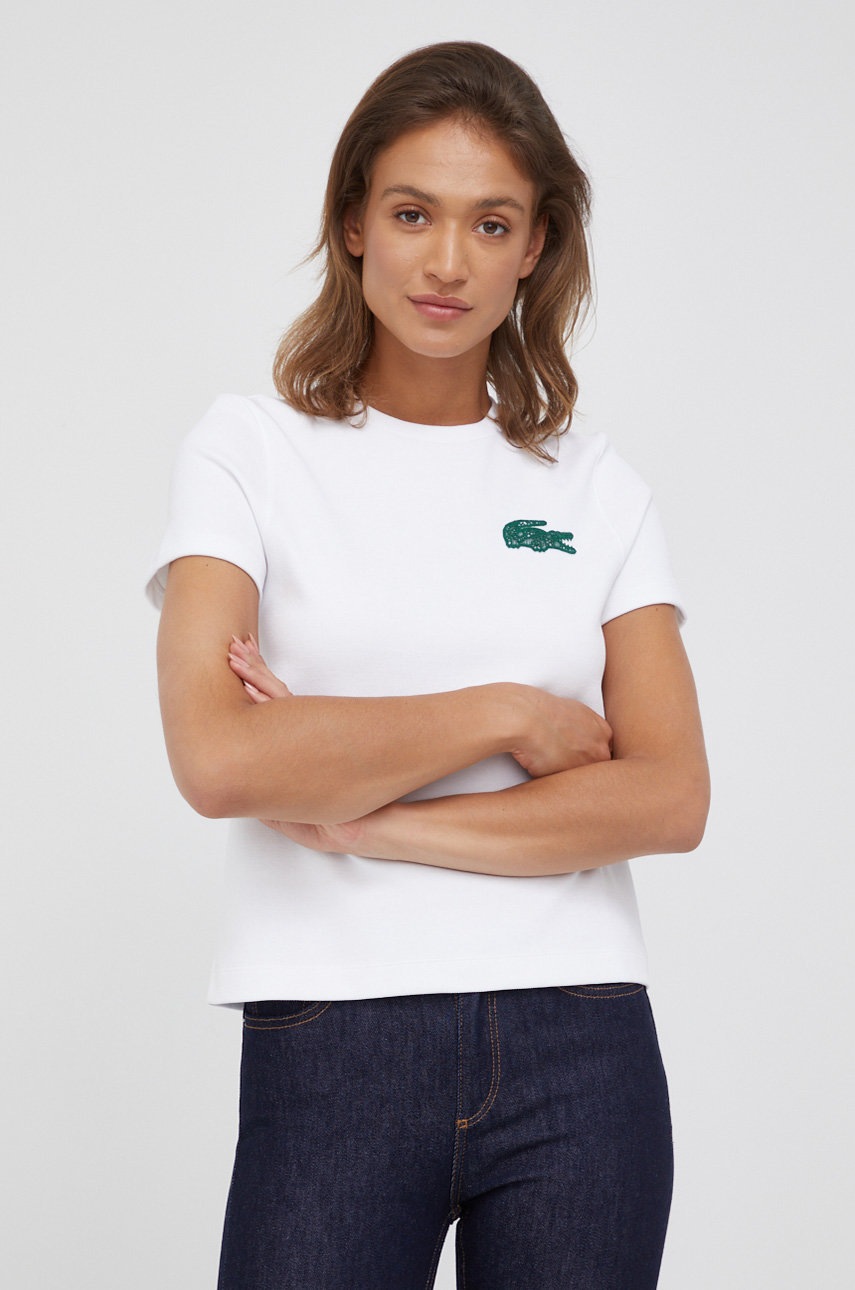 

Тениска Lacoste дамски в бяло, Бял