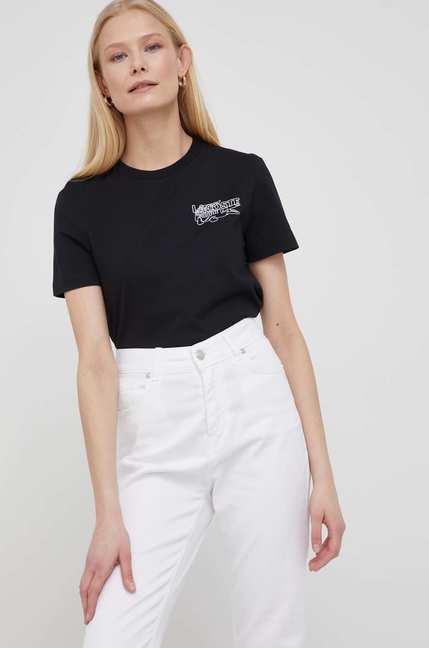 

Бавовняна футболка Lacoste колір чорний