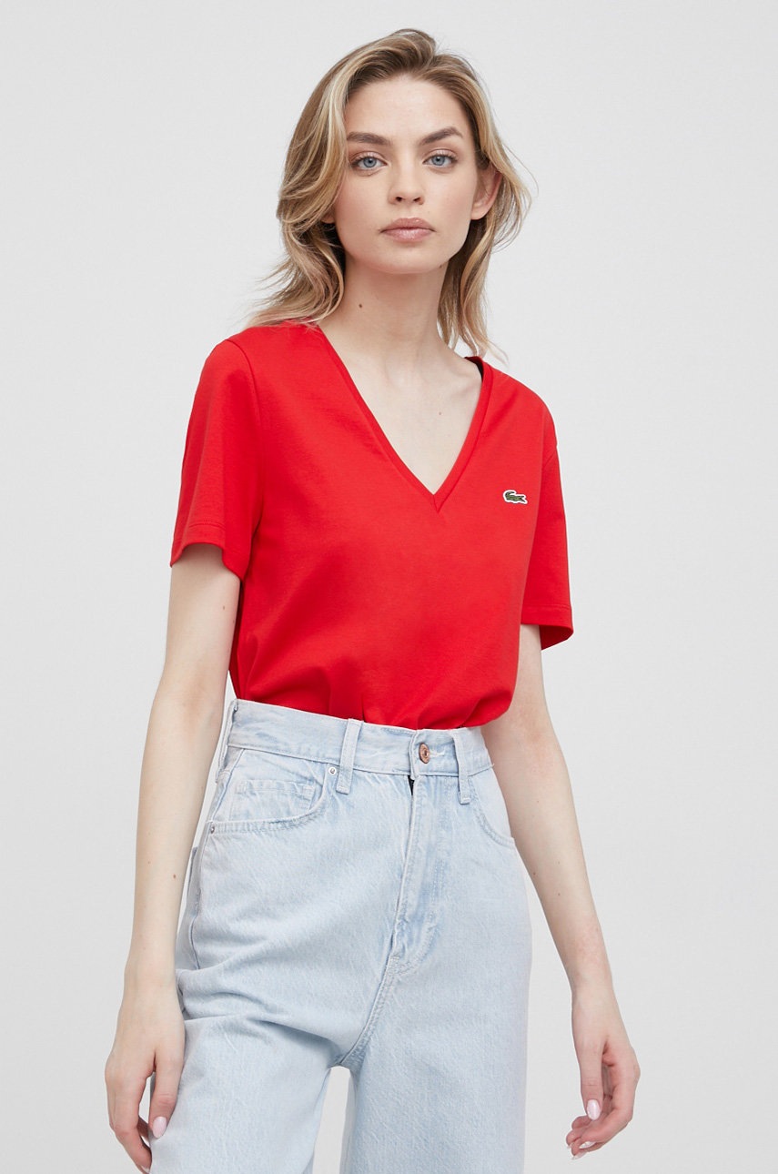 

Памучна тениска Lacoste в червено, Червен