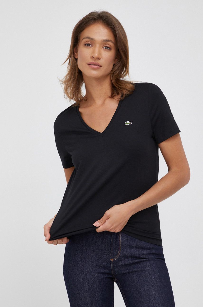 Lacoste t-shirt bawełniany TF8392 kolor czarny