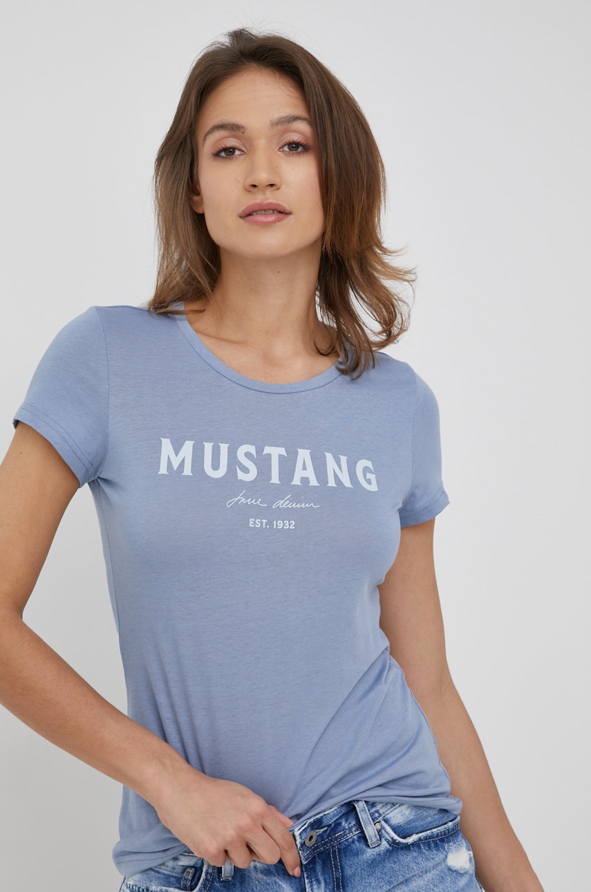 

Памучна тениска Mustang в лилаво, Виолетов