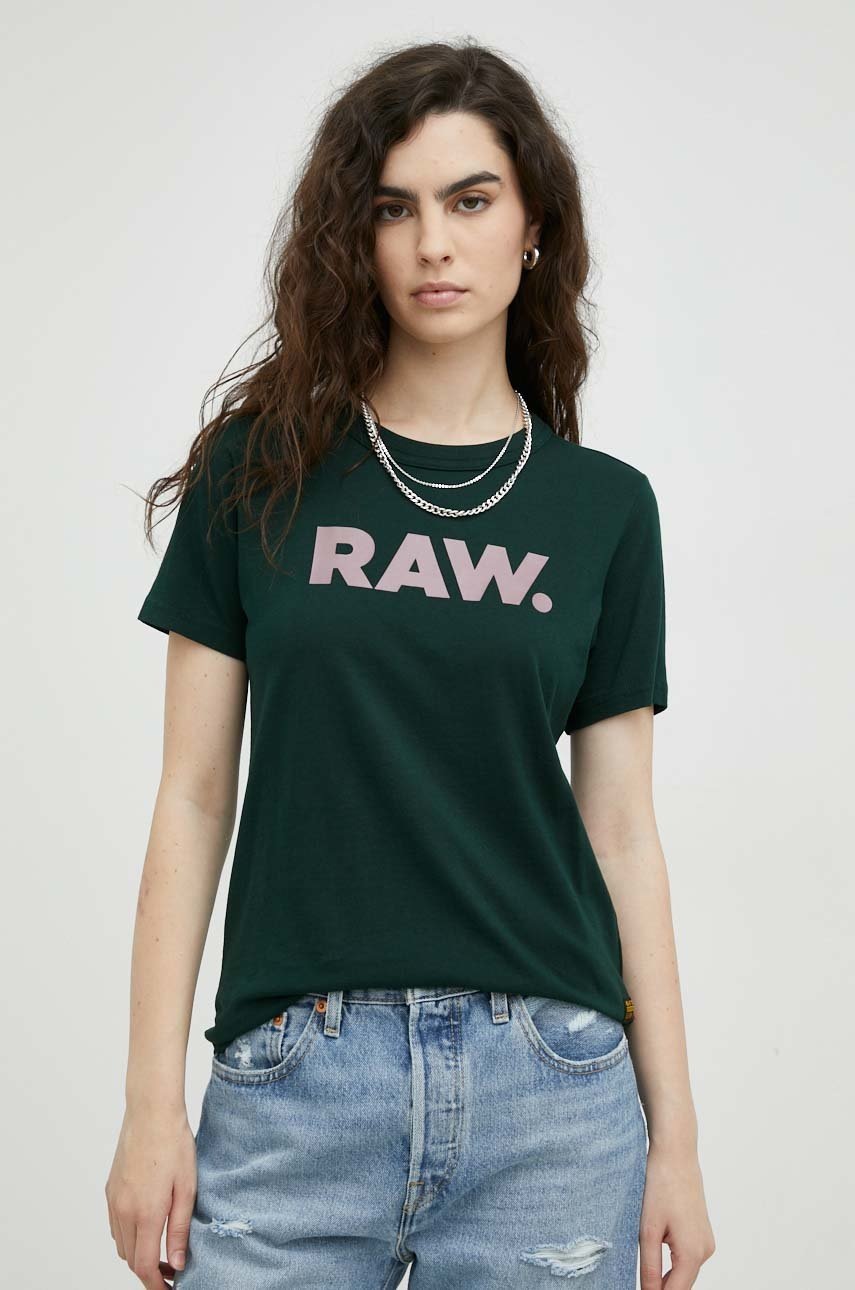 

Памучна тениска G-Star Raw в зелено, Зелен