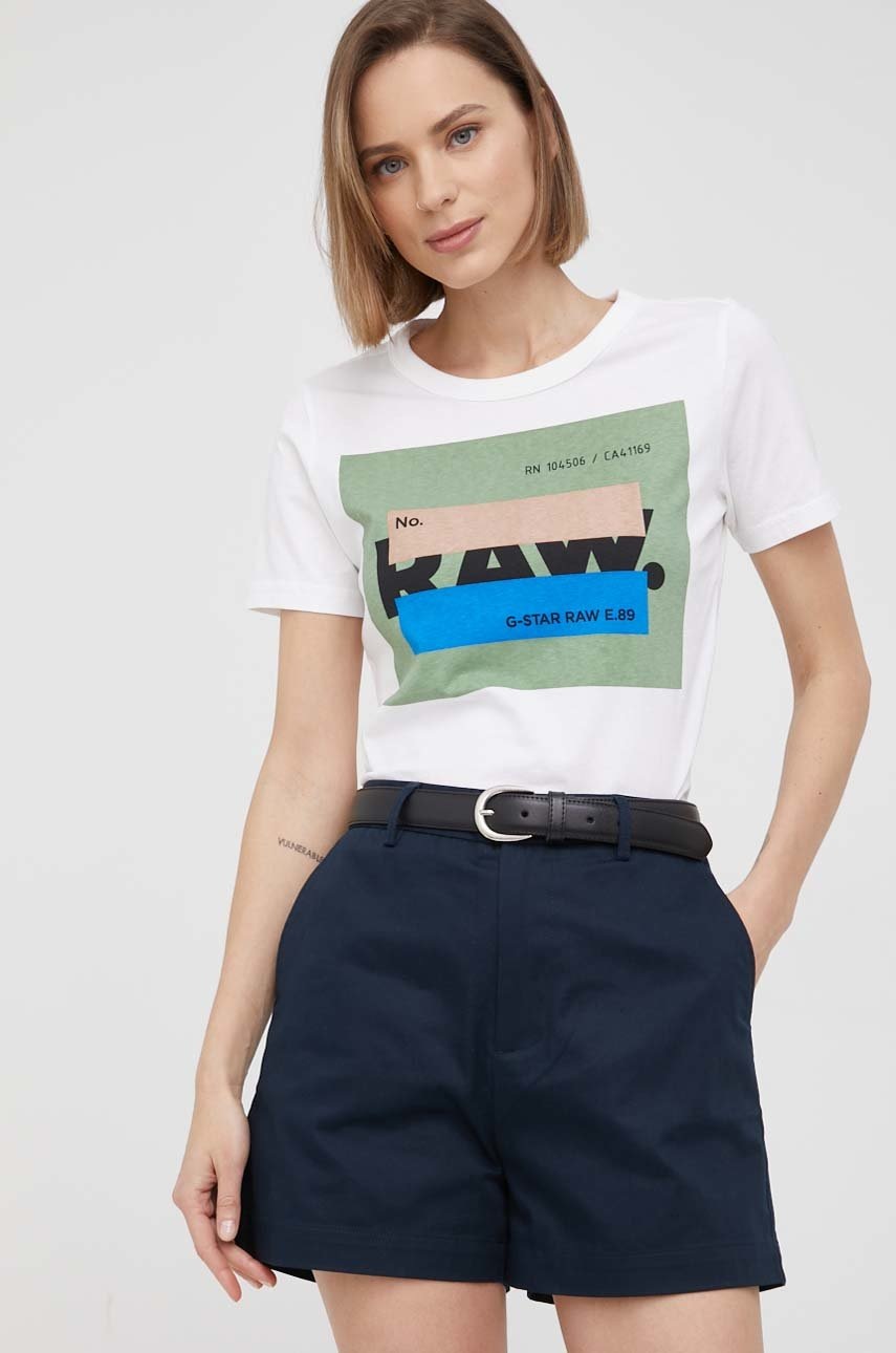 

Памучна тениска G-Star Raw в бяло, Бял