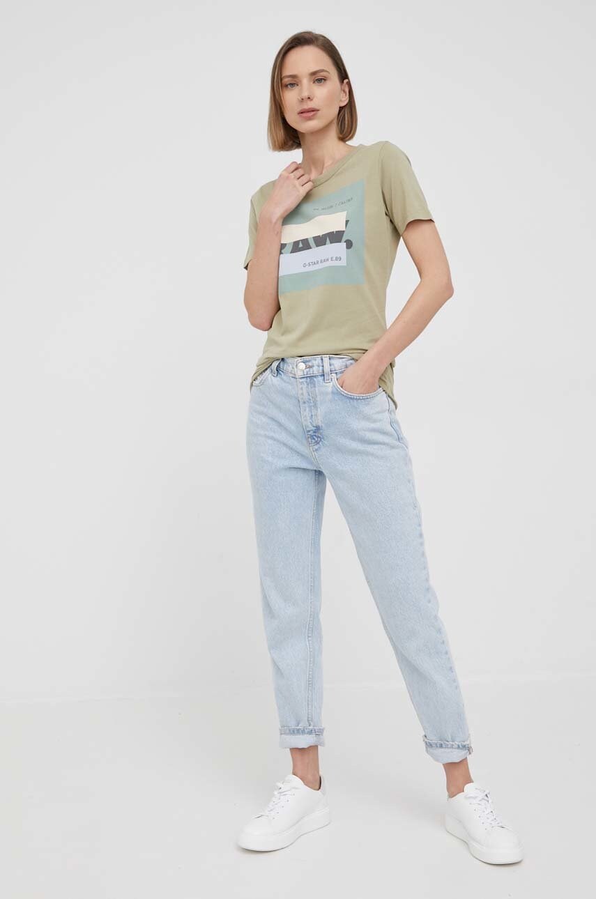 

Хлопковая футболка G-Star Raw цвет зелёный