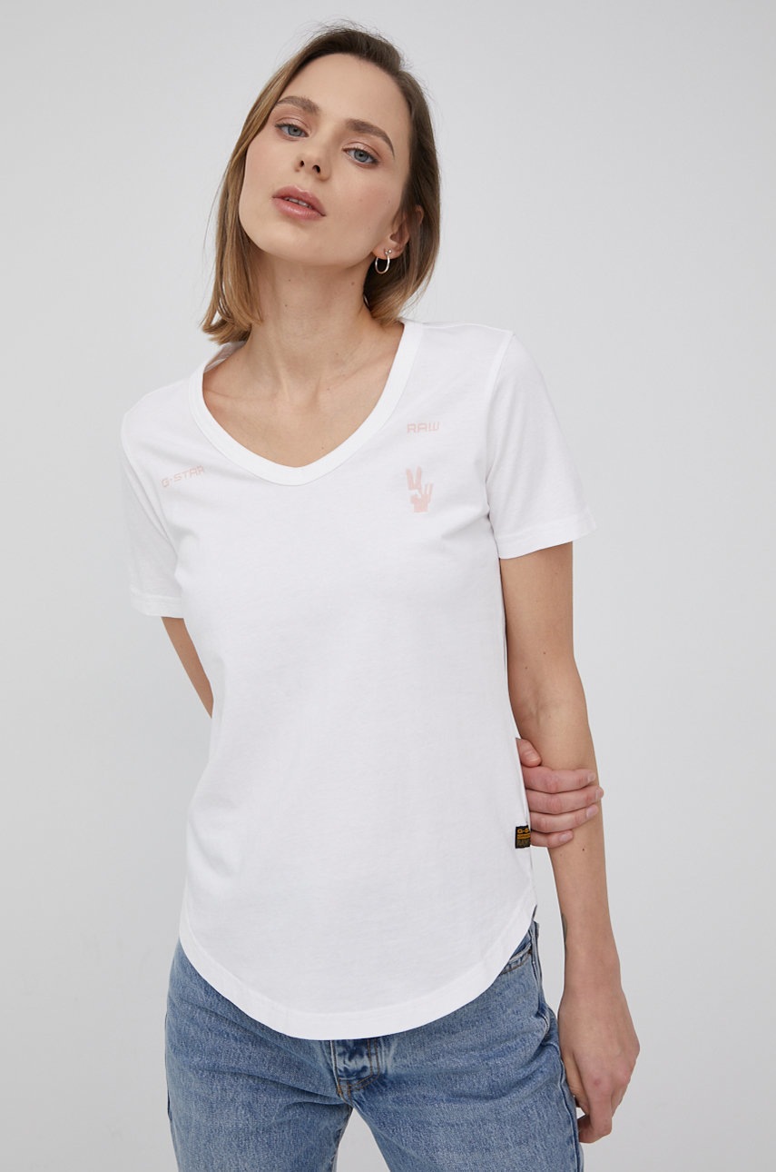 

Памучна тениска G-Star Raw в бяло, Бял