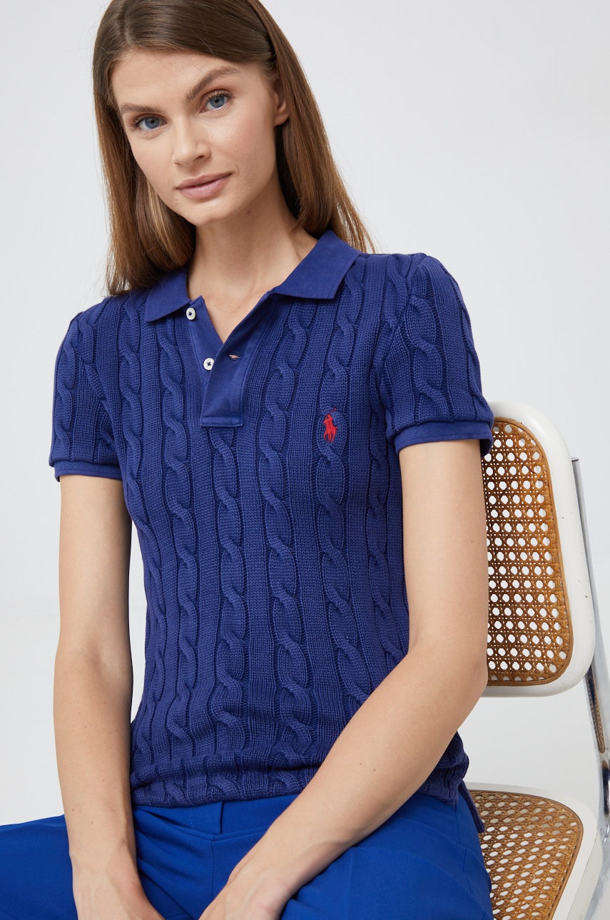 

Памучна тениска с яка Polo Ralph Lauren в тъмносиньо, Тъмносин