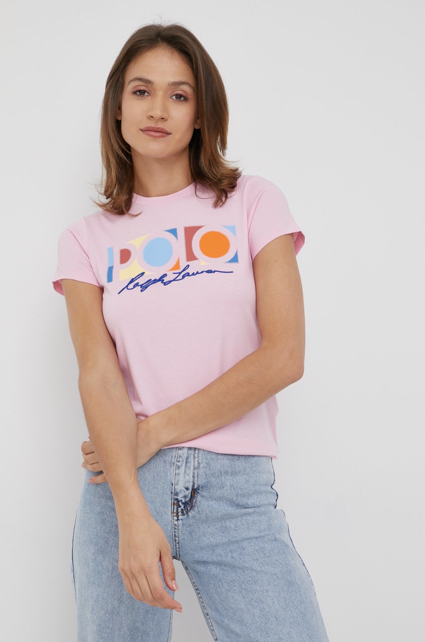 

Бавовняна футболка Polo Ralph Lauren колір рожевий