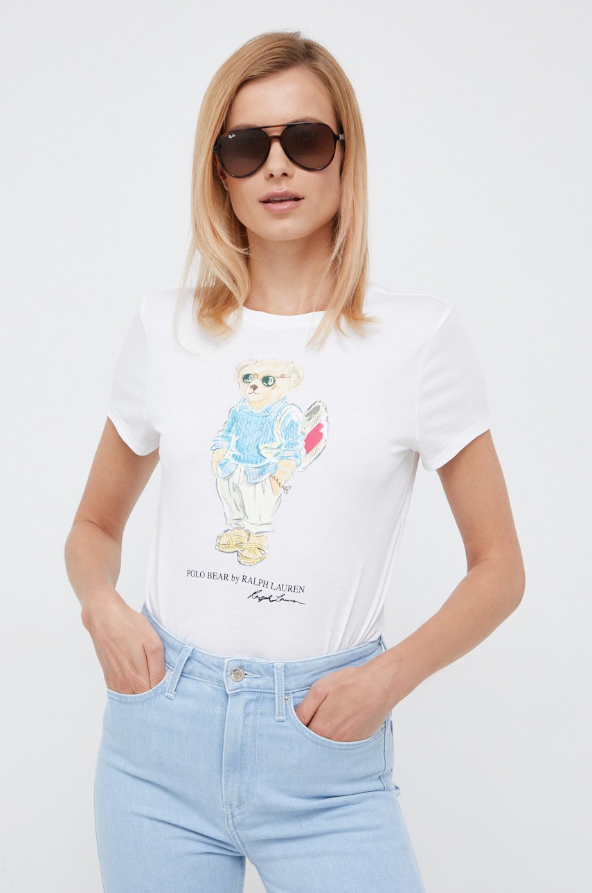 

Памучна тениска Polo Ralph Lauren в бяло, Бял