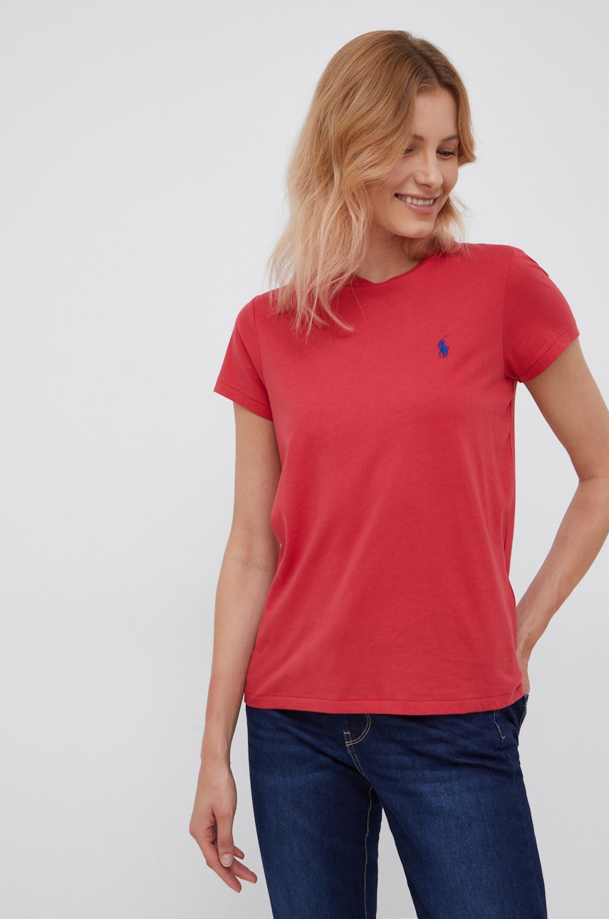 

Памучна тениска Polo Ralph Lauren в червено, Червен