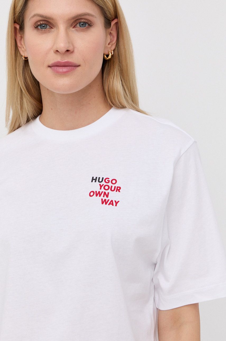 Hugo tricou femei, culoarea alb answear.ro