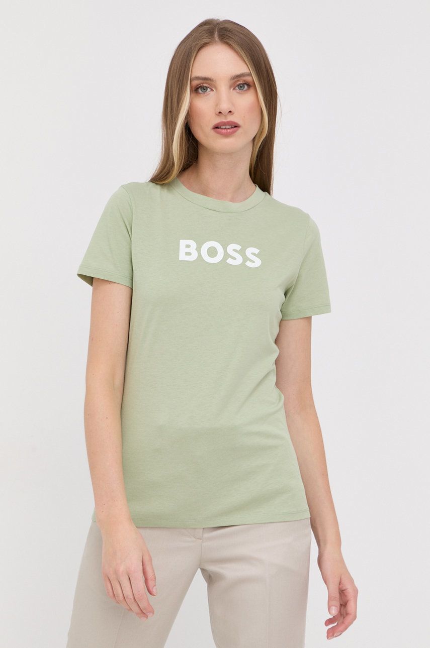 Boss Tricou Din Bumbac Culoarea Verde
