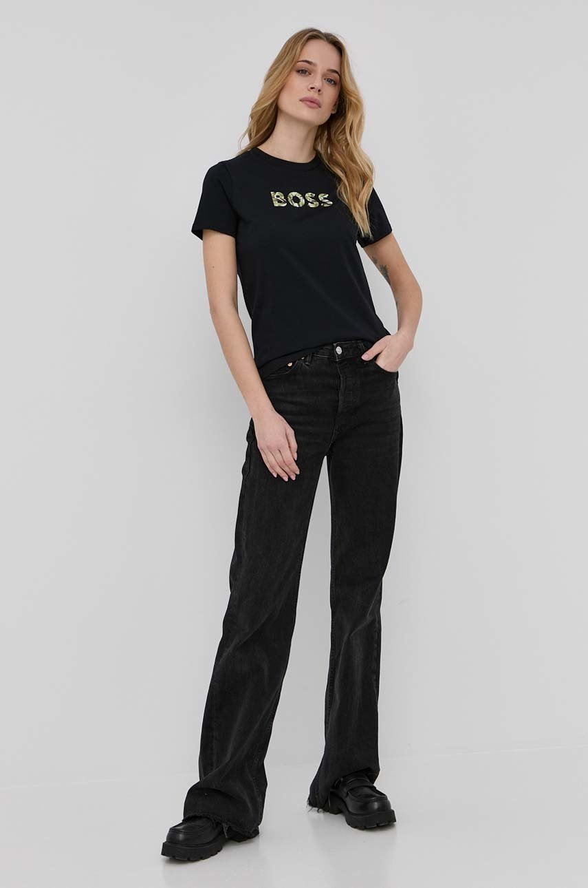 

Хлопковая футболка Boss цвет чёрный