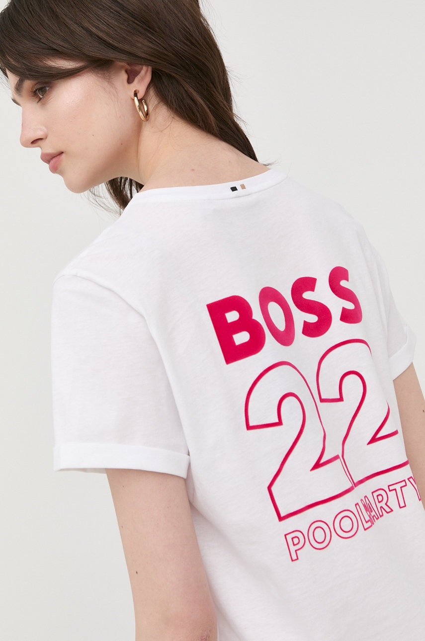 

Памучна тениска Boss в бяло, Бял