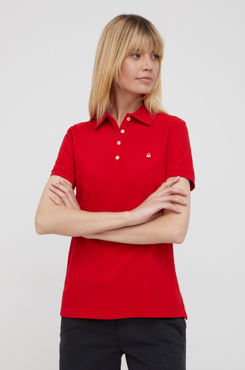 United colors of benetton tricou polo femei, culoarea rosu