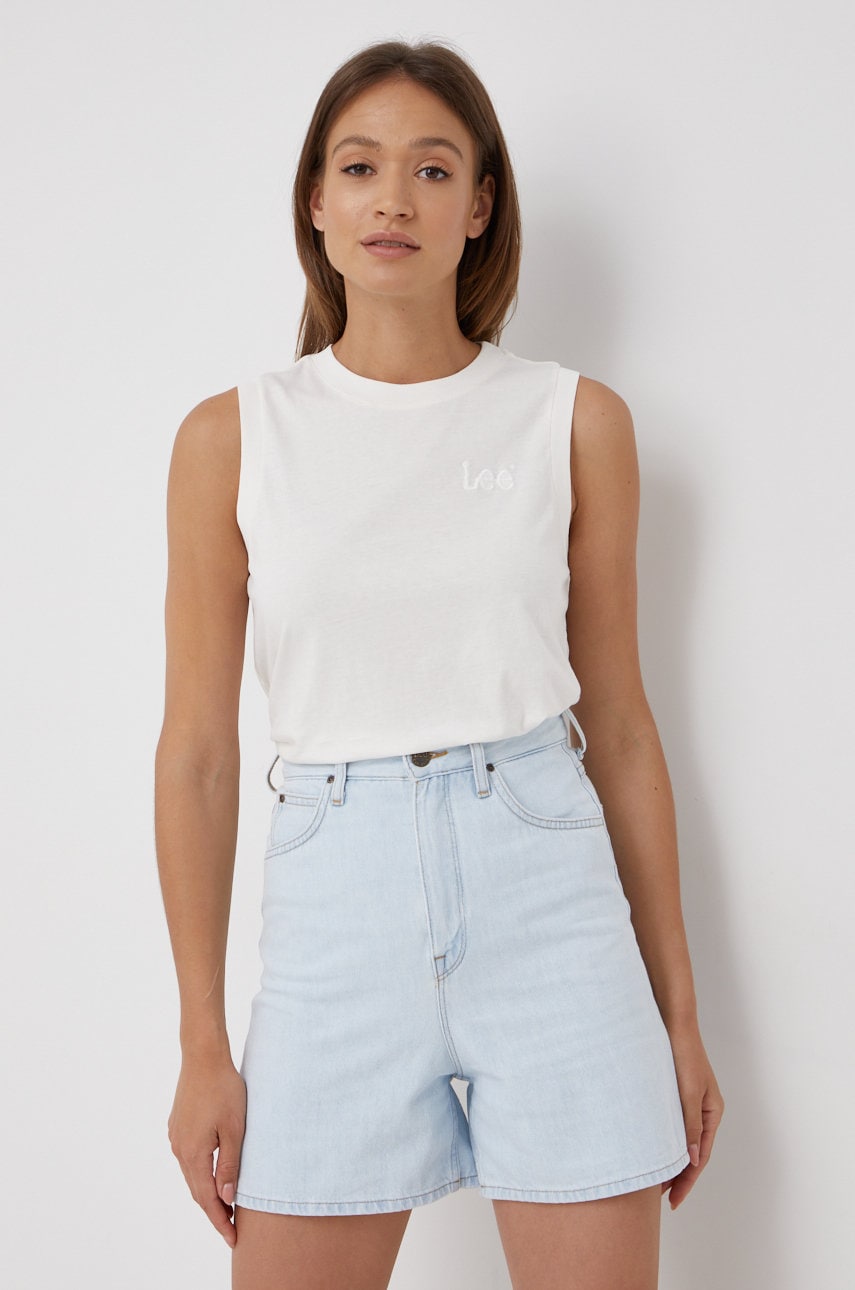 Lee top din bumbac culoarea bej