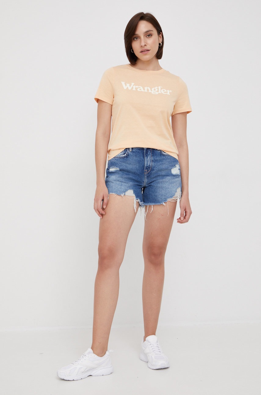 

Хлопковая футболка Wrangler цвет оранжевый