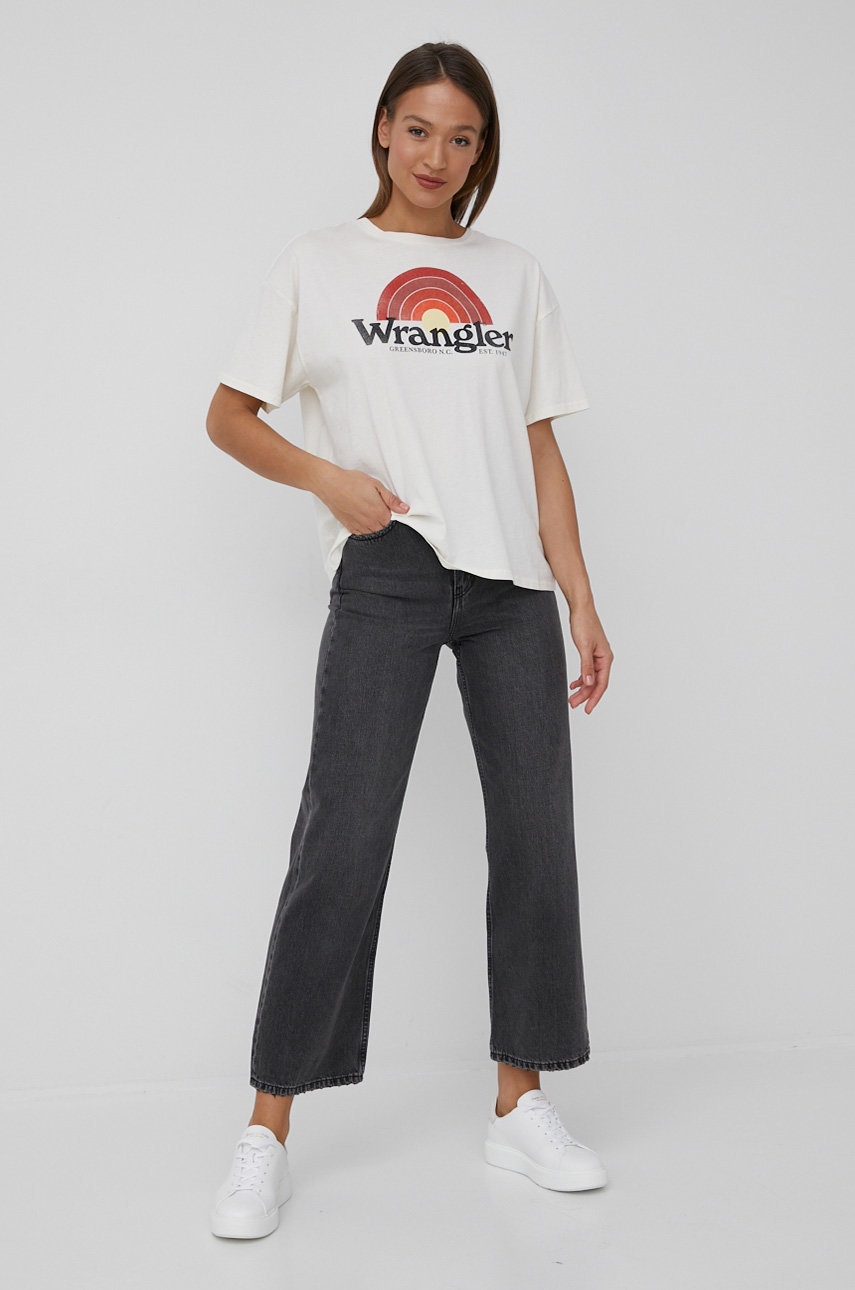 

Бавовняна футболка Wrangler колір бежевий