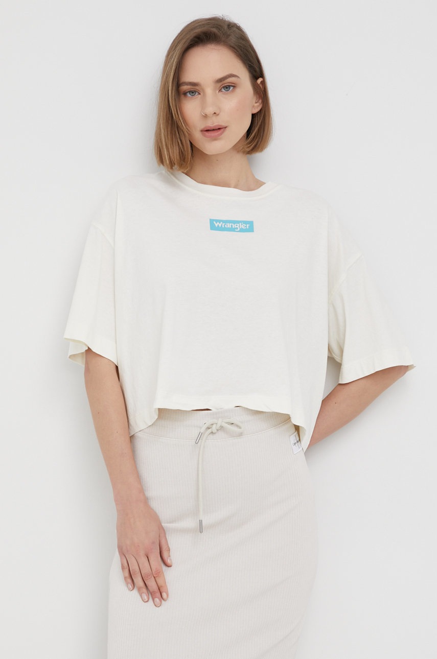 

Памучна тениска Wrangler в бежово, Бежов