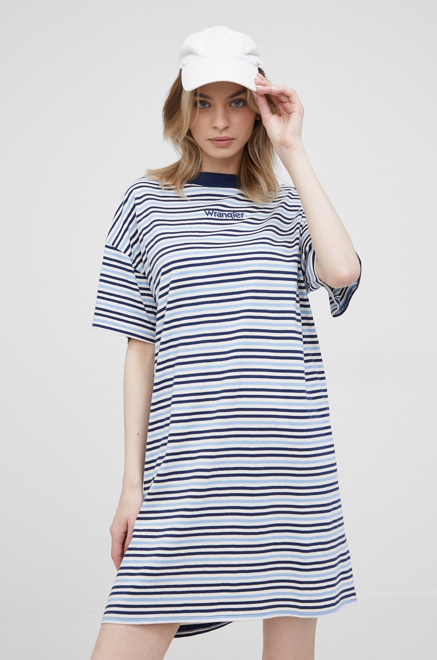 

Памучна рокля Wrangler къс модел със стандартна кройка, Син
