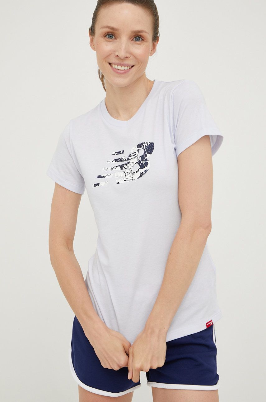 New Balance t-shirt damski kolor fioletowy