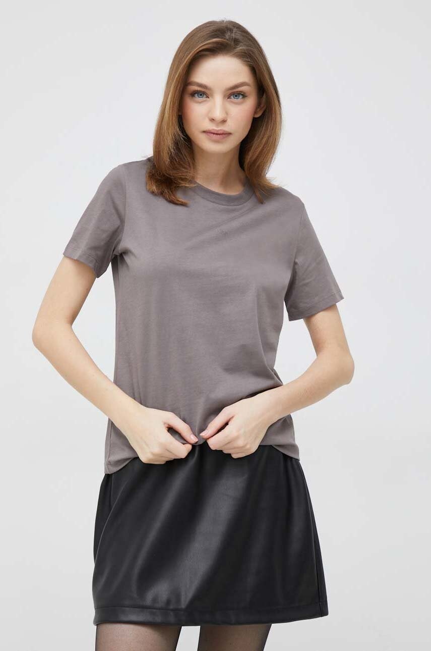 

Памучна тениска Calvin Klein в кафяво, Кафяв