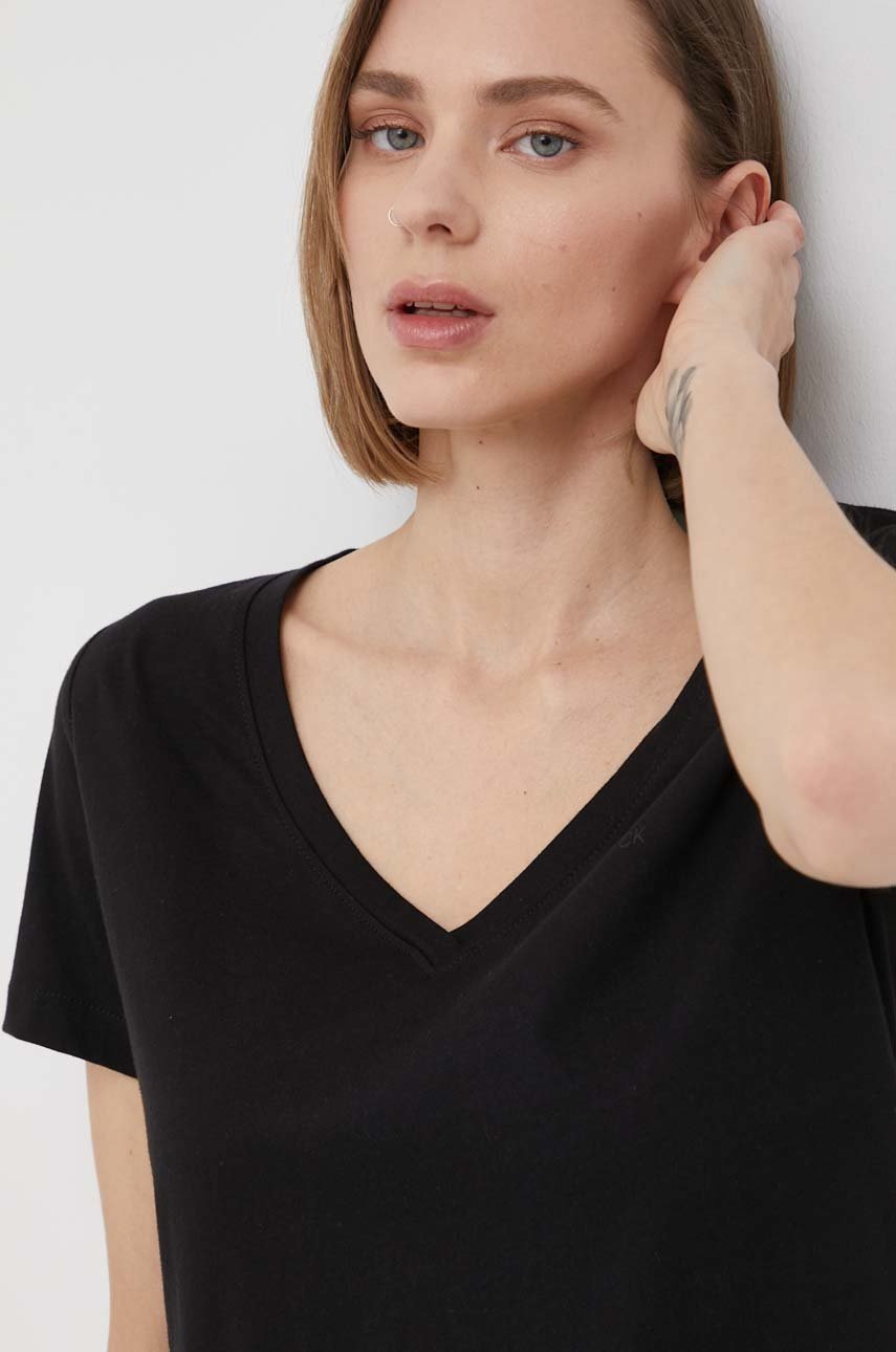 

Памучна тениска Calvin Klein в черно, Черен