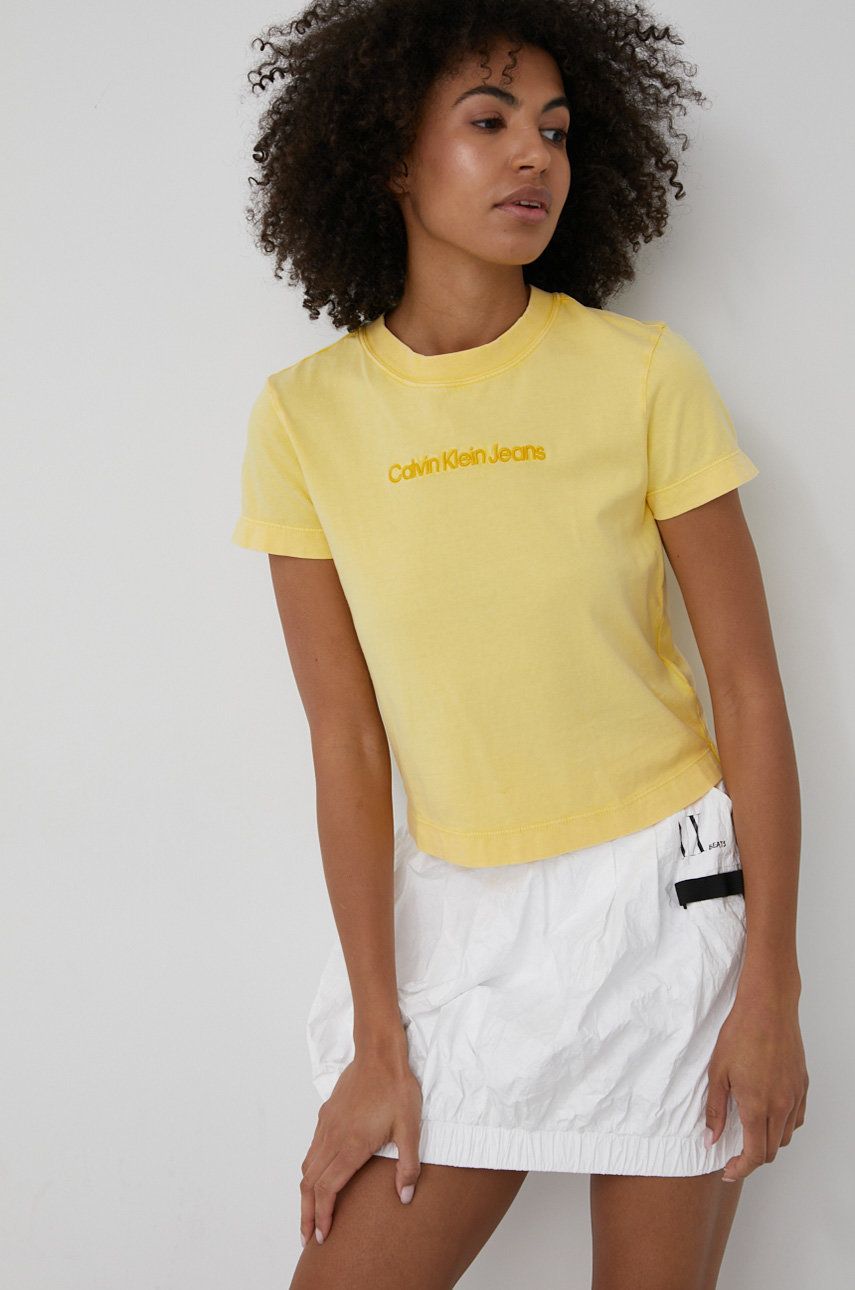 Calvin Klein Jeans t-shirt bawełniany J20J218251.PPYY kolor żółty