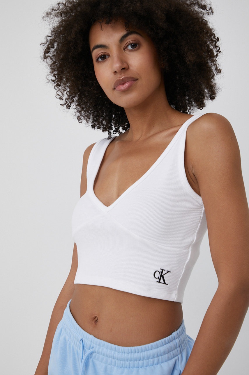 

Топ Calvin Klein Jeans дамски в бяло, Бял