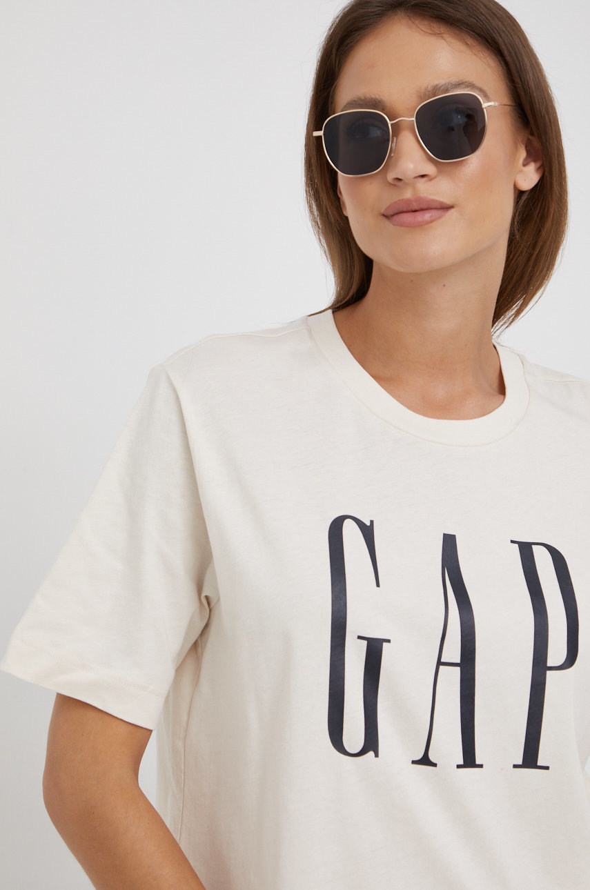 

Памучна тениска GAP в бежово, Бежов