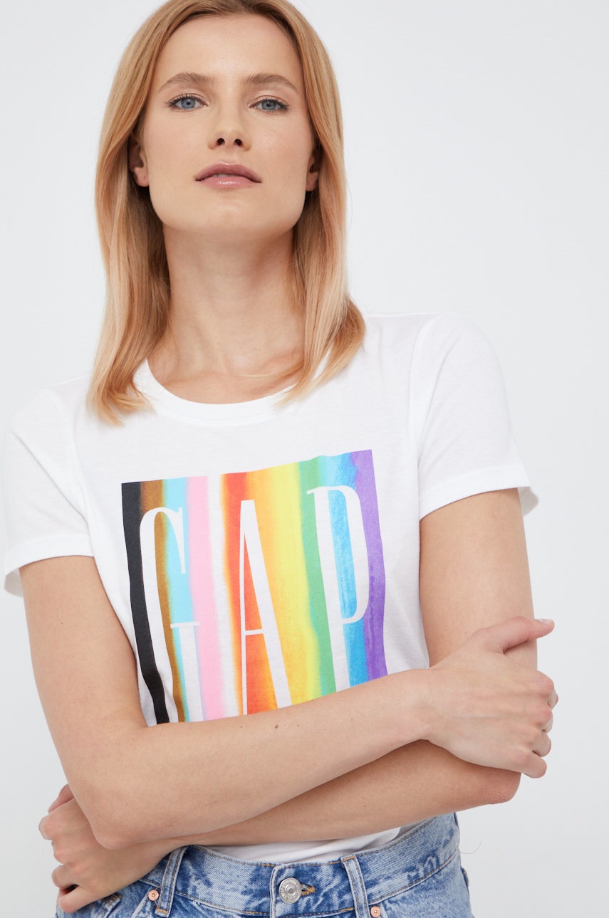 

Памучна тениска GAP в бяло, Бял
