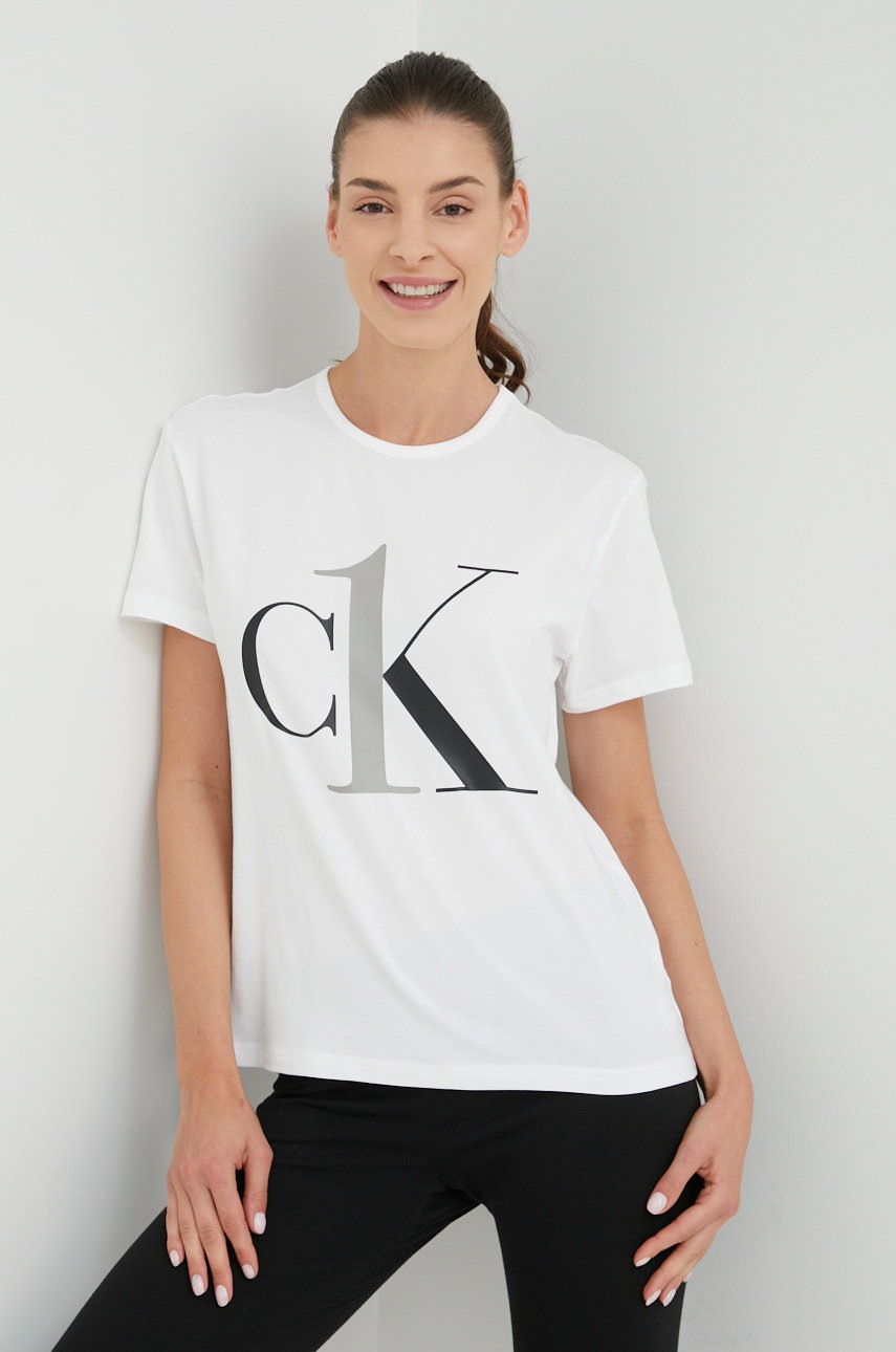 

Горнище на пижама с къси ръкави Calvin Klein Underwear в бяло, Бял