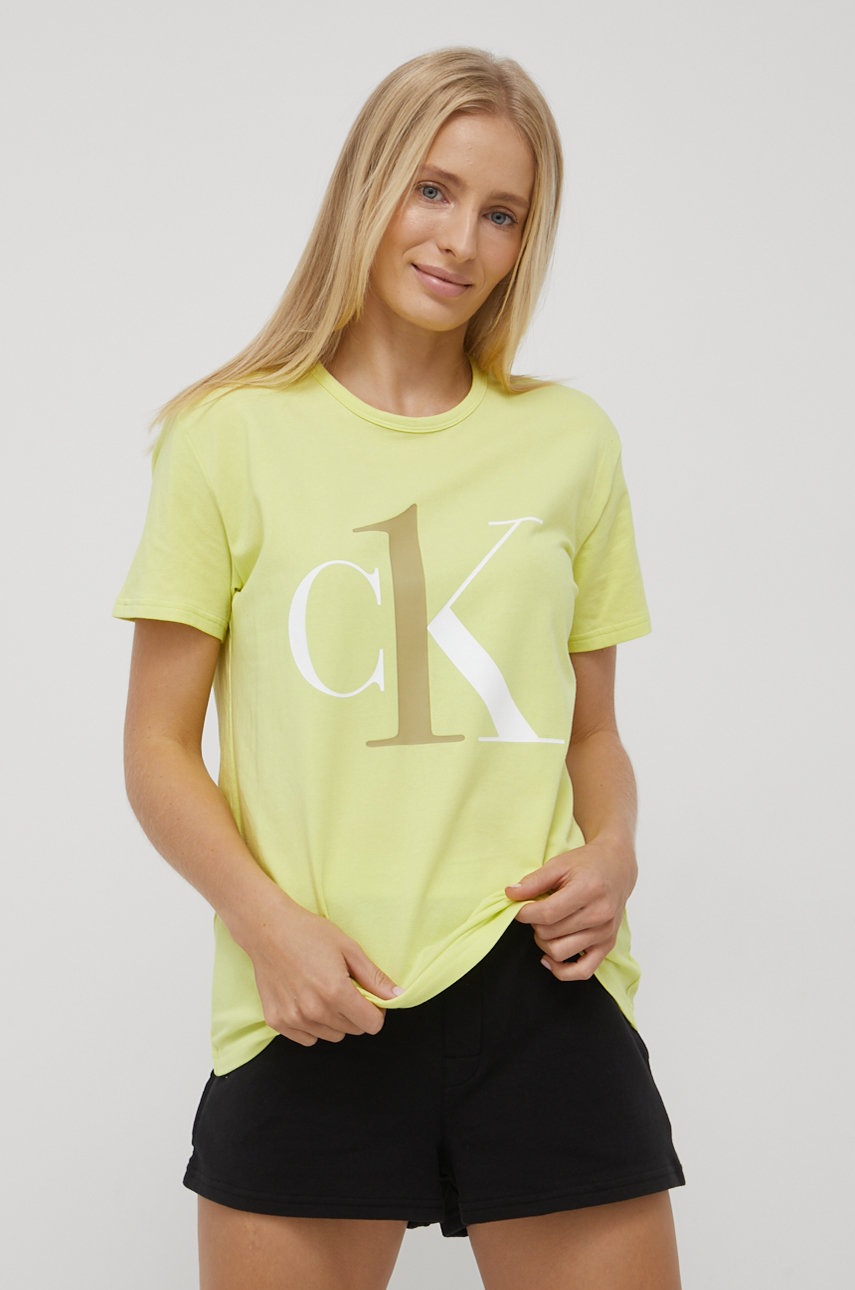 

Горнище на пижама с къси ръкави Calvin Klein Underwear в жълто, Жълт