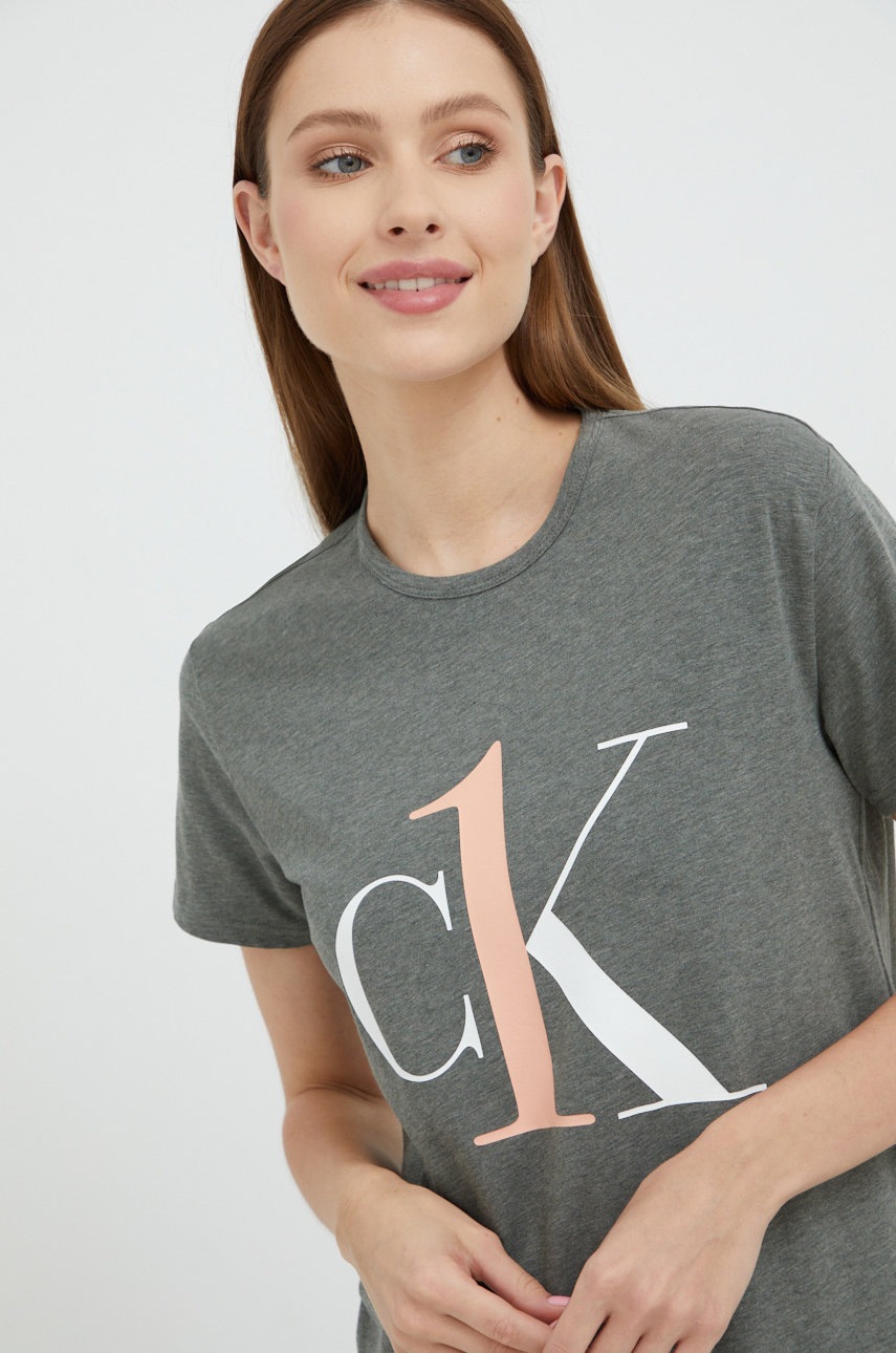 

Горнище на пижама с къси ръкави Calvin Klein Underwear в сиво, Зелен
