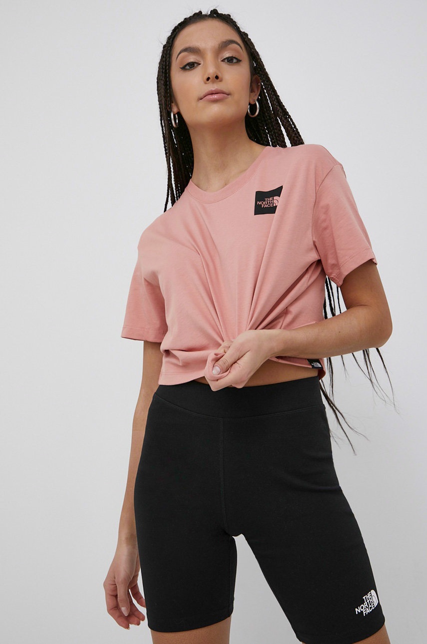 

Памучна тениска The North Face в розово, Розов