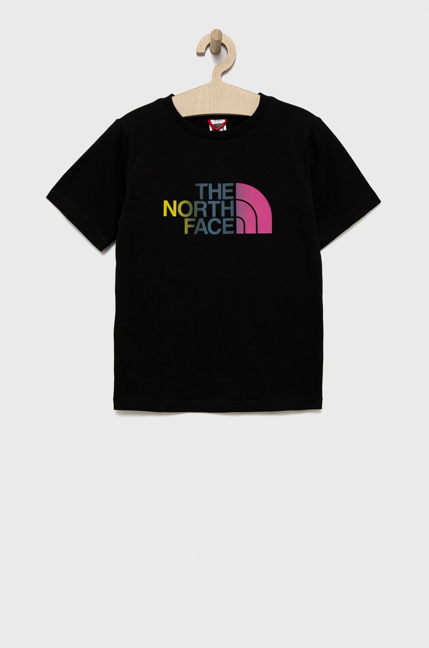 

Детска памучна тениска The North Face в черно, Черен