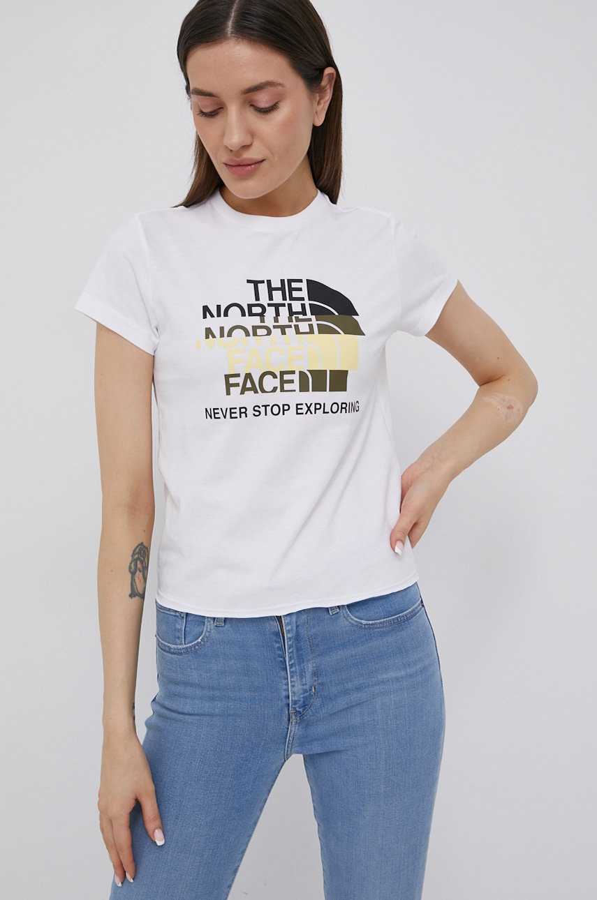 

Памучна тениска The North Face в бяло, Бял