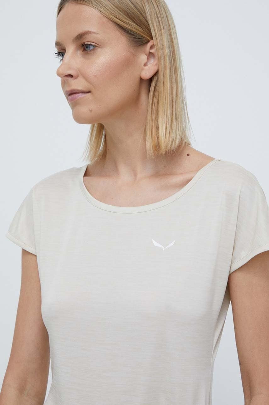 Salewa tricou sport Puez Melange culoarea bej, 00.0000026538