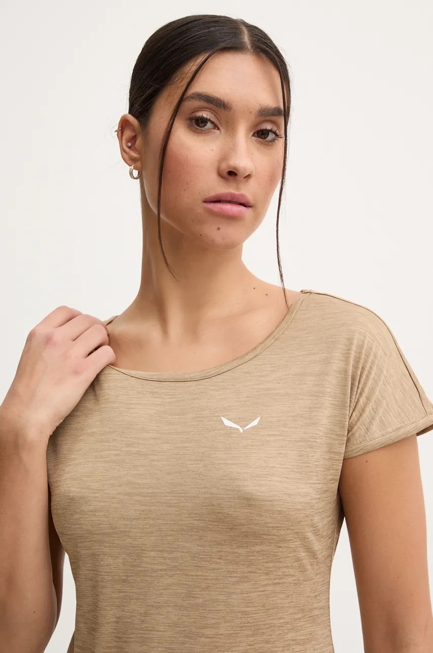 Salewa tricou sport Puez Melange culoarea bej, 00.0000026538