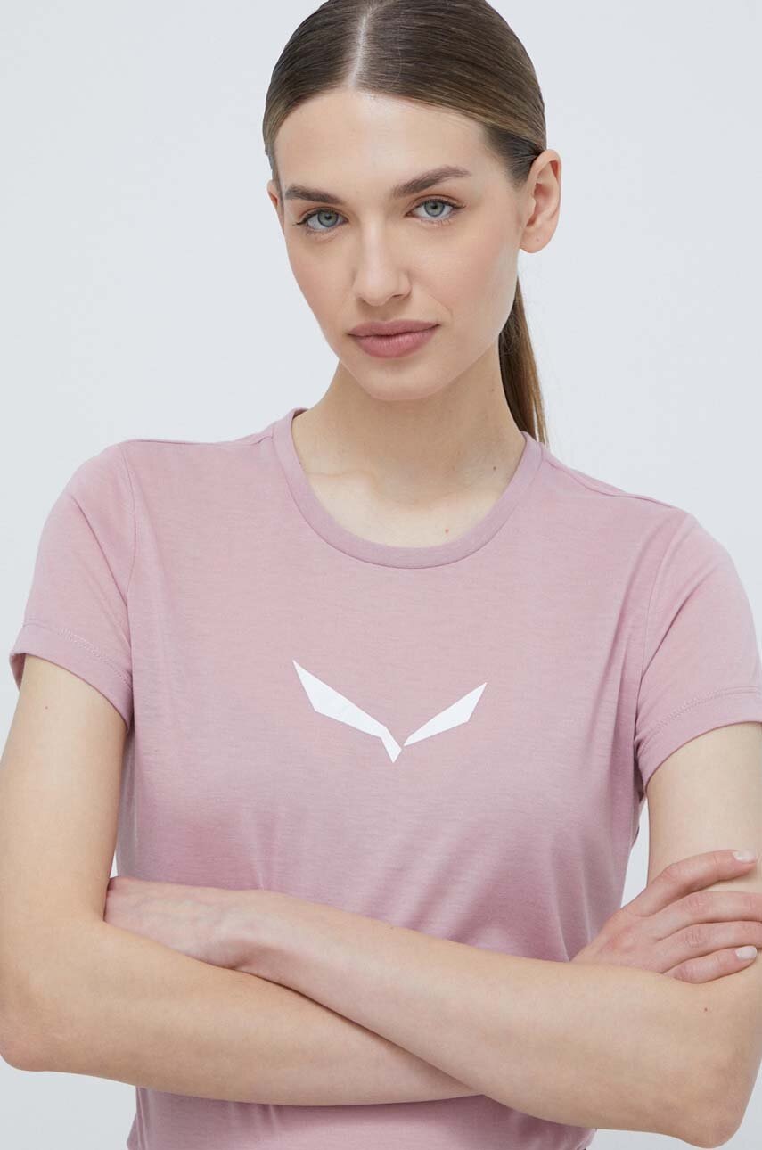 Αθλητικό μπλουζάκι Salewa Solidlogo χρώμα: ροζ φωτογραφία