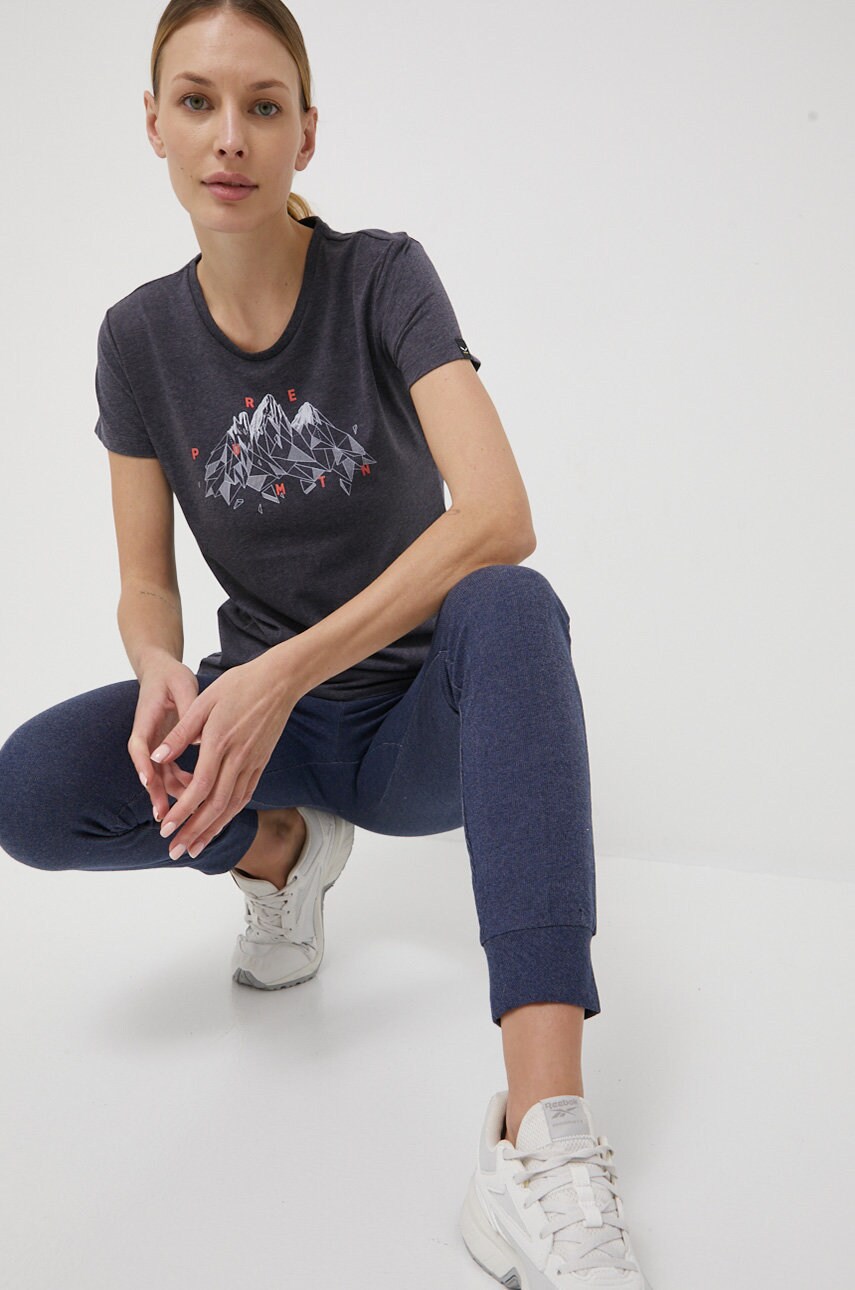 Salewa tricou sport geometric culoarea albastru marin