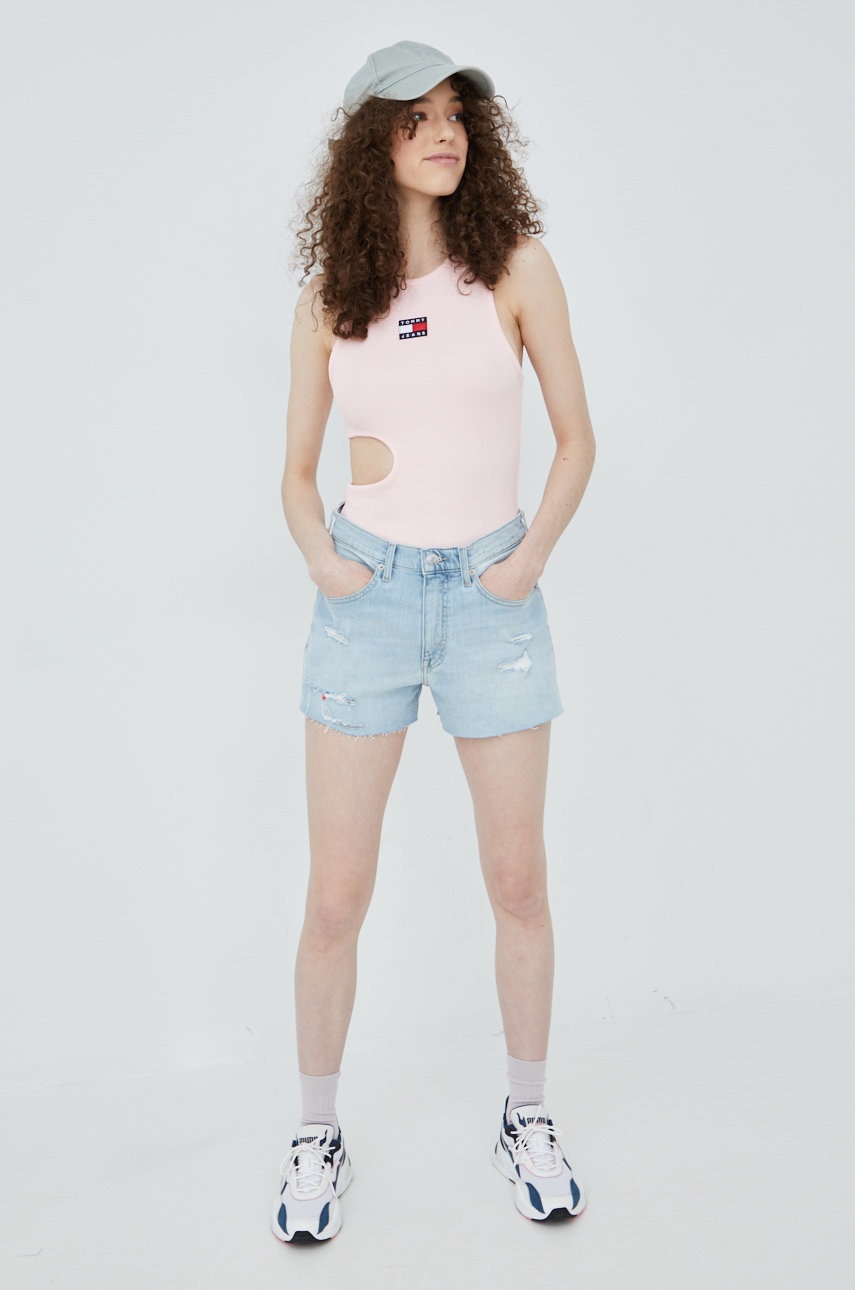 

Боди Tommy Jeans женские цвет розовый
