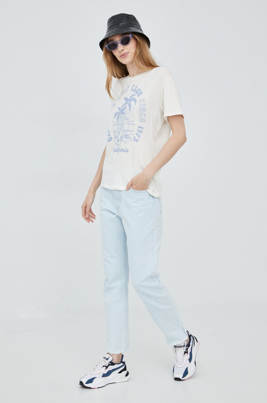 

Бавовняна футболка Billabong колір бежевий