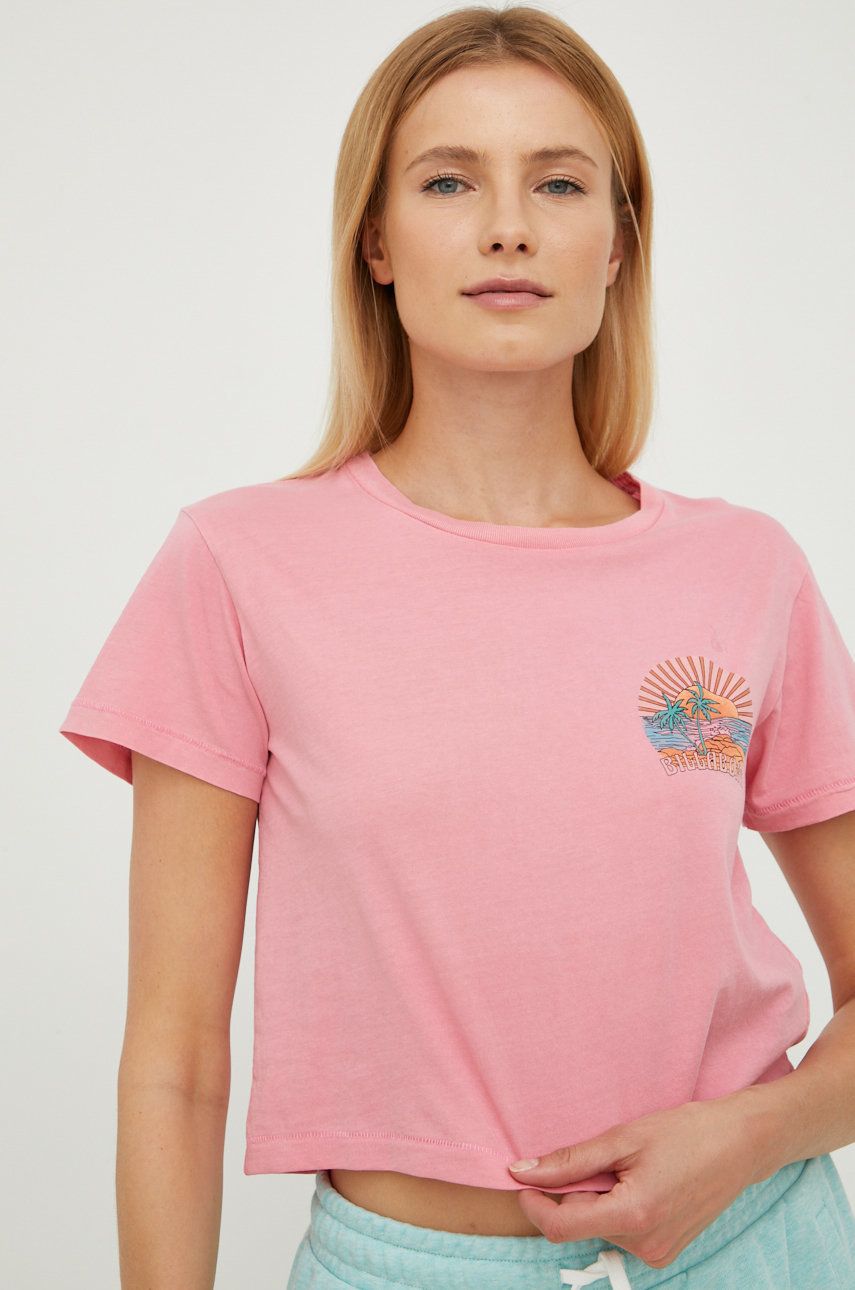 Billabong t-shirt bawełniany kolor różowy