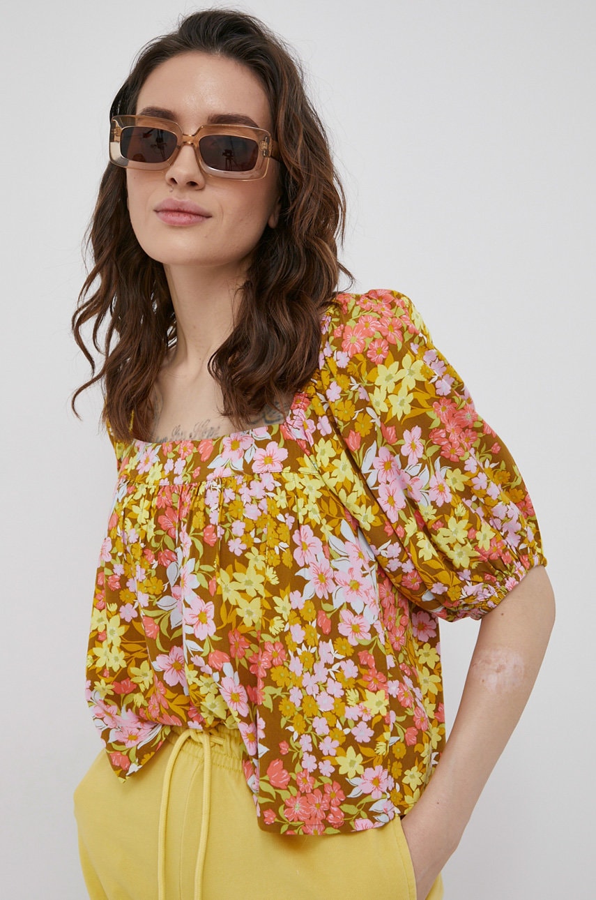 Billabong Bluza Femei, Culoarea Galben, In Modele Florale