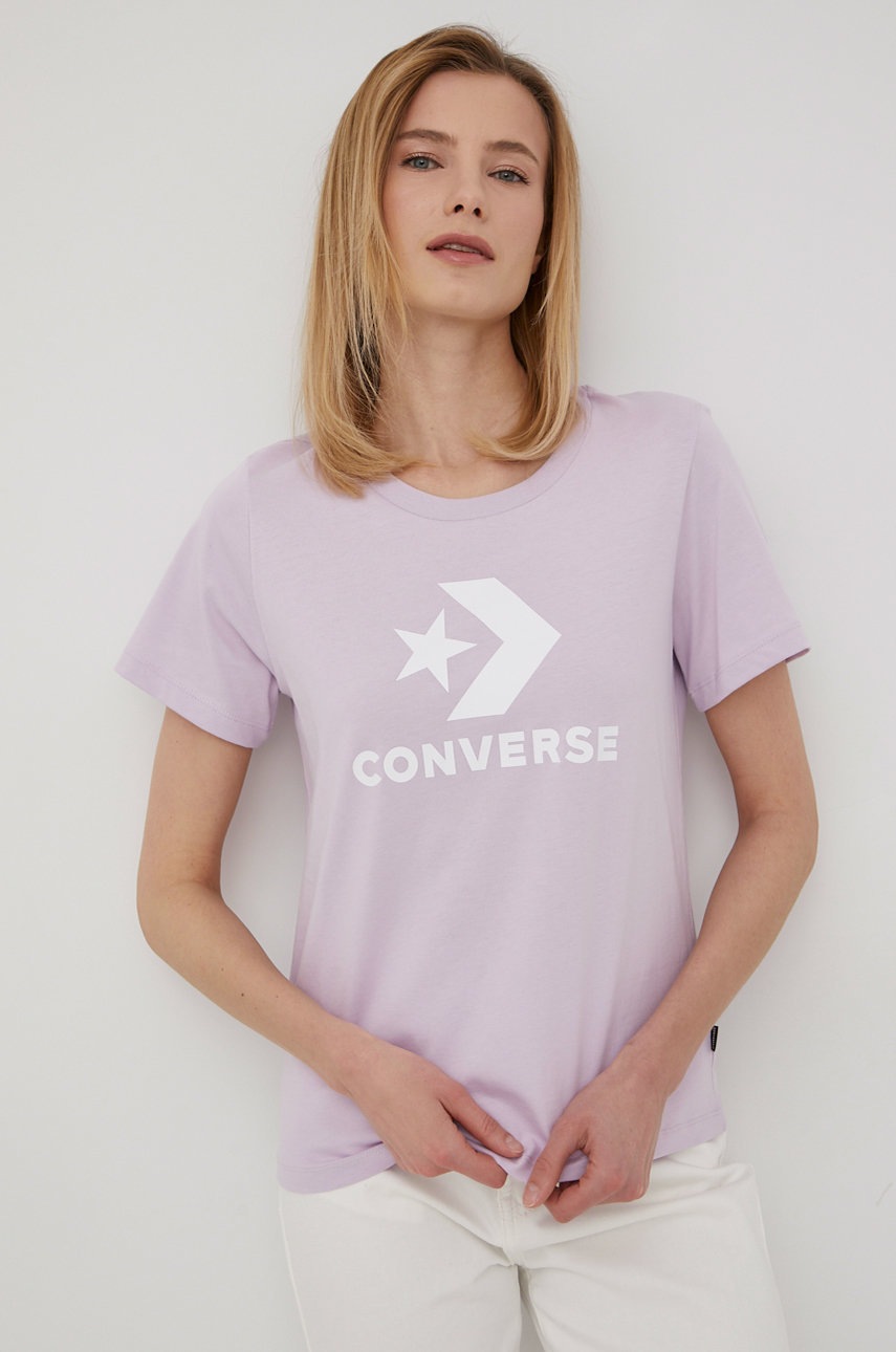 

Памучна тениска Converse в лилаво, Виолетов