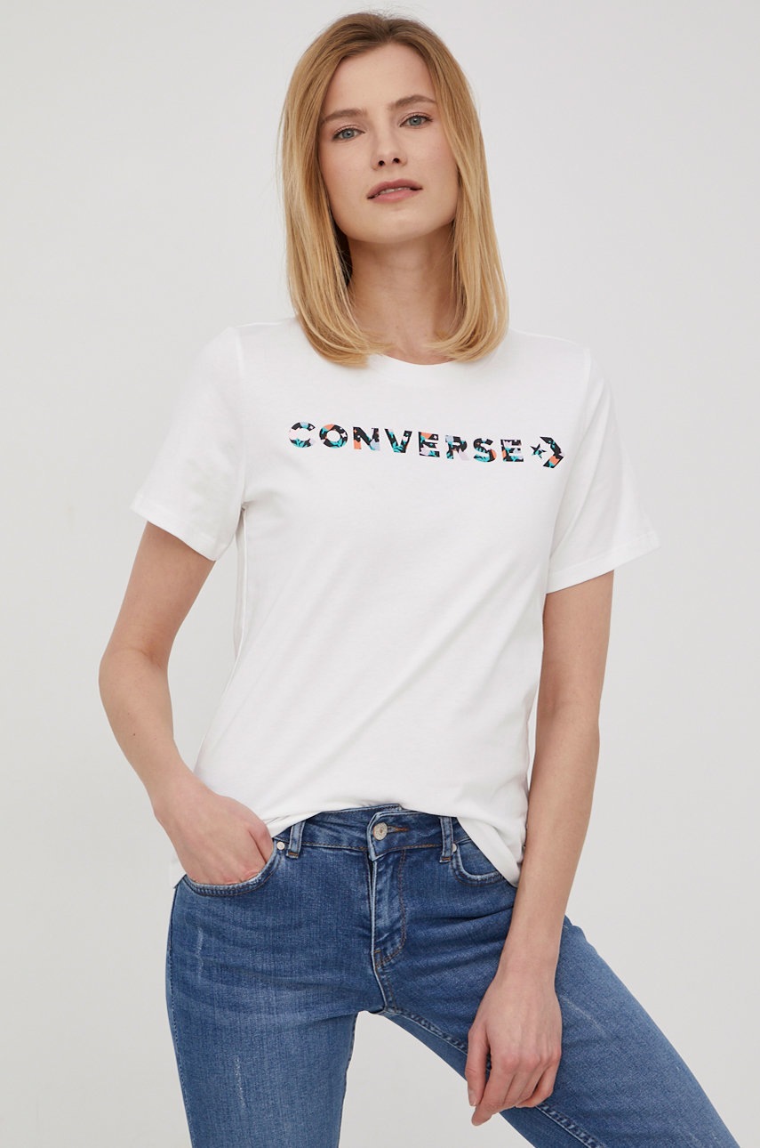 

Памучна тениска Converse в бяло, Бял