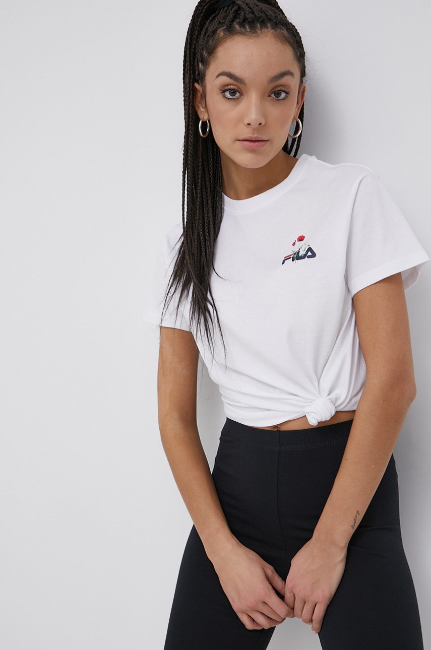 

Хлопковая футболка Fila цвет белый