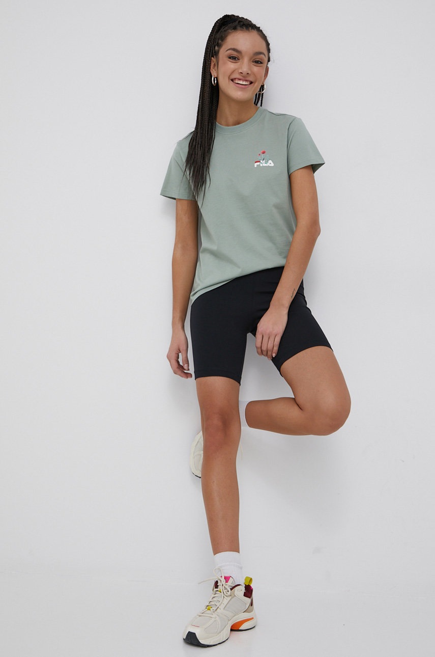 

Хлопковая футболка Fila цвет зелёный