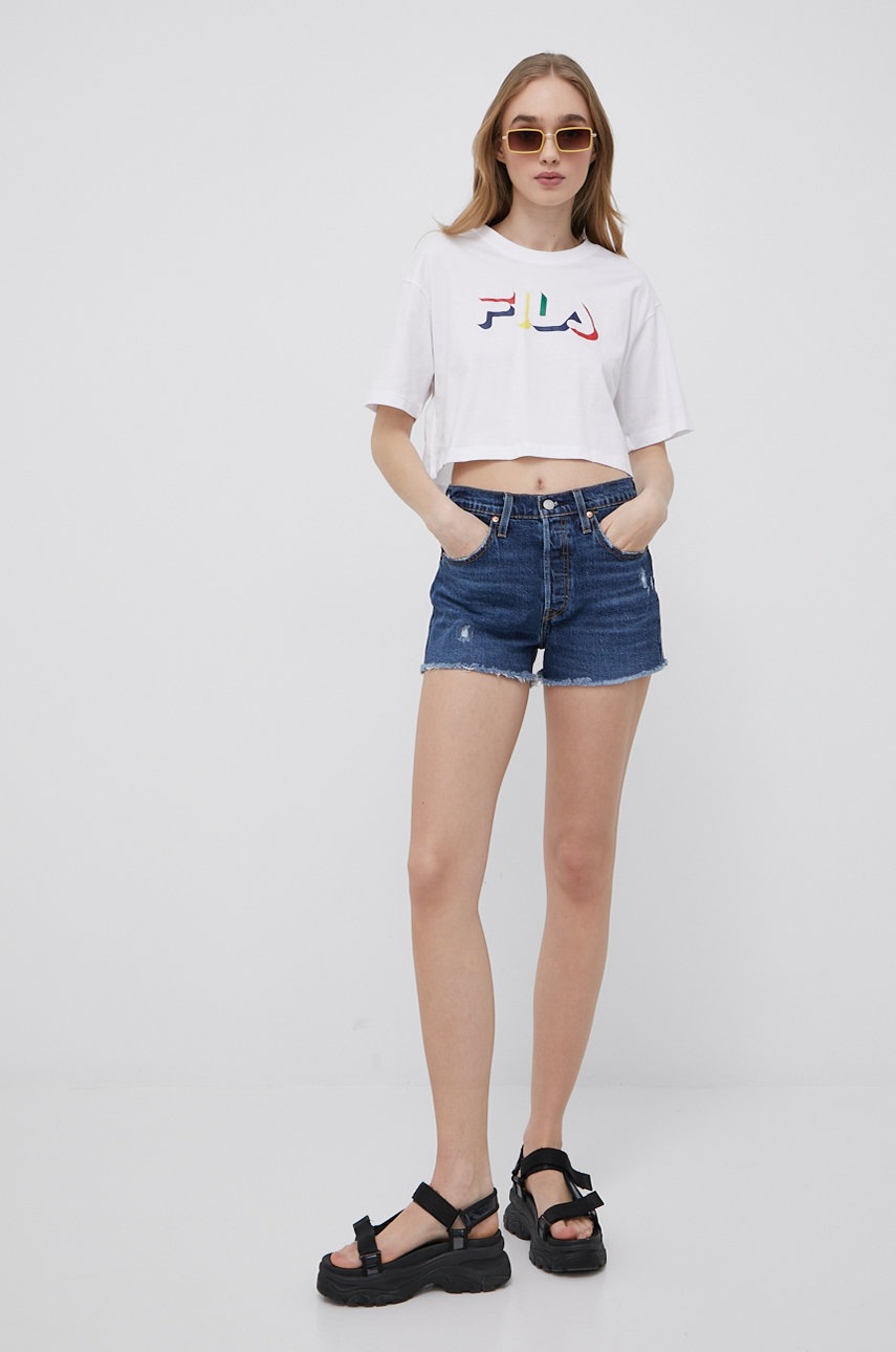 

Хлопковая футболка Fila цвет белый